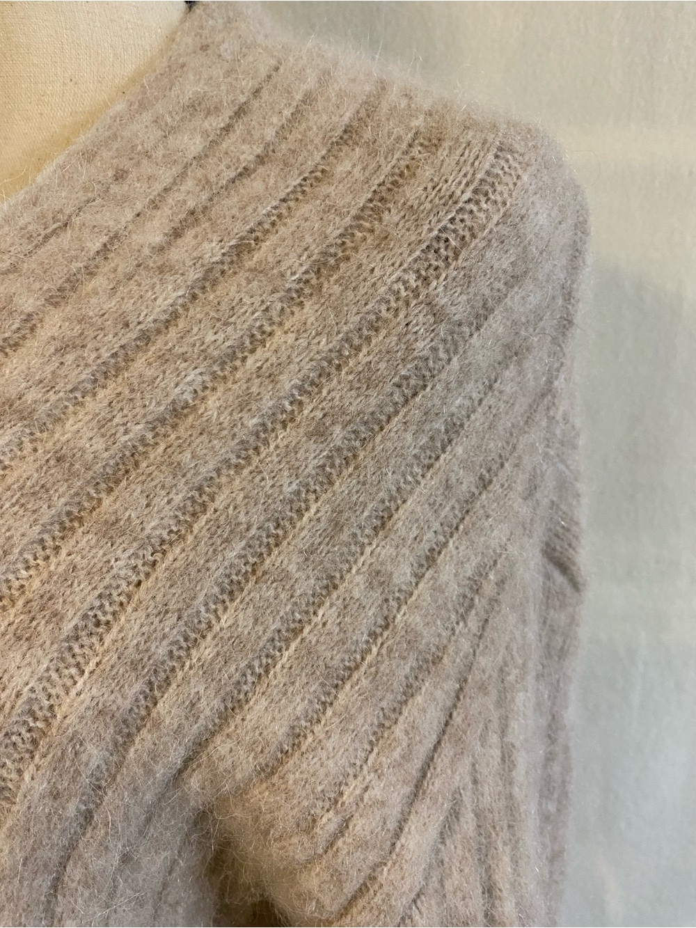Lululemon heathered crepe tan Alpaca Wool-Blend Shawl-Collar cardigan - Picture 6 of 9